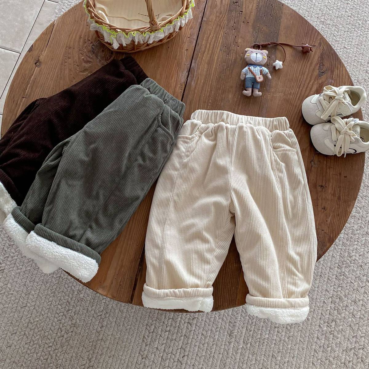 ロングパンツ・スウェットパンツ ロングパンツ コーデュロイ 裏ボア あったか レトロ ルーズシルエット 長ズボン【mh0011377】