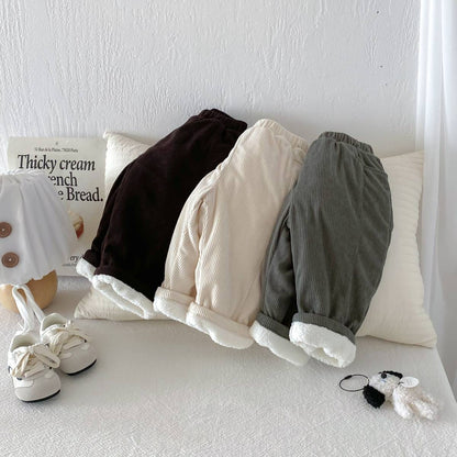 ロングパンツ・スウェットパンツ ロングパンツ コーデュロイ 裏ボア あったか レトロ ルーズシルエット 長ズボン【mh0011377】