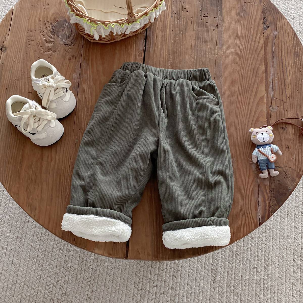 ロングパンツ・スウェットパンツ ロングパンツ コーデュロイ 裏ボア あったか レトロ ルーズシルエット 長ズボン【mh0011377】