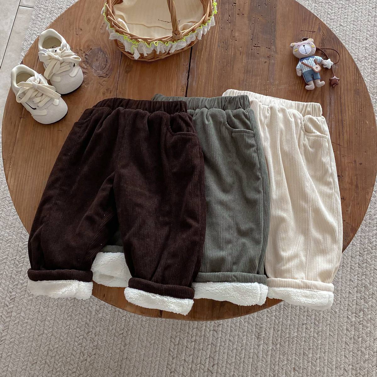 ロングパンツ・スウェットパンツ ロングパンツ コーデュロイ 裏ボア あったか レトロ ルーズシルエット 長ズボン【mh0011377】