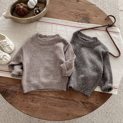 ニット・セーター 長袖セーター ニット プルオーバー ネップヤーン ゆったり シンプル ベーシック【mh0011382】