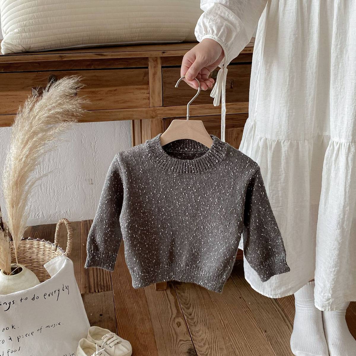 ニット・セーター 長袖セーター ニット プルオーバー ネップヤーン ゆったり シンプル ベーシック【mh0011382】