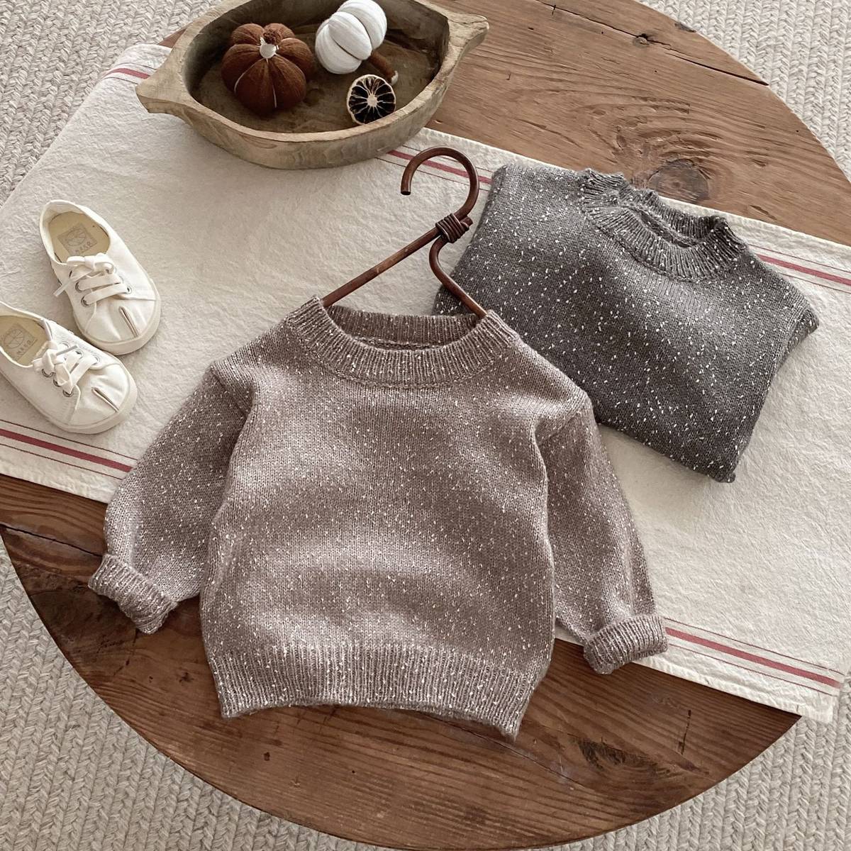 ニット・セーター 長袖セーター ニット プルオーバー ネップヤーン ゆったり シンプル ベーシック【mh0011382】