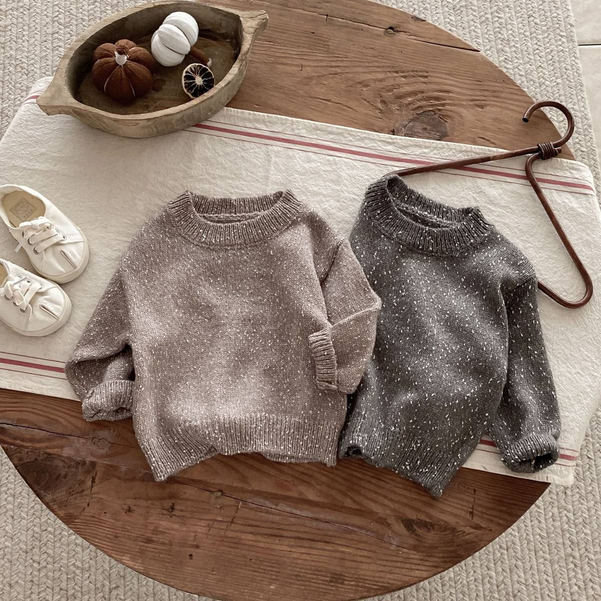 ニット・セーター 長袖セーター ニット プルオーバー ネップヤーン ゆったり シンプル ベーシック【mh0011382】