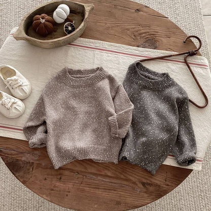 ニット・セーター 長袖セーター ニット プルオーバー ネップヤーン ゆったり シンプル ベーシック【mh0011382】