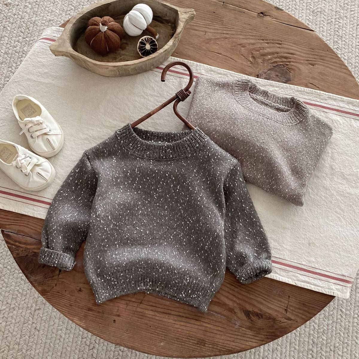 ニット・セーター 長袖セーター ニット プルオーバー ネップヤーン ゆったり シンプル ベーシック【mh0011382】