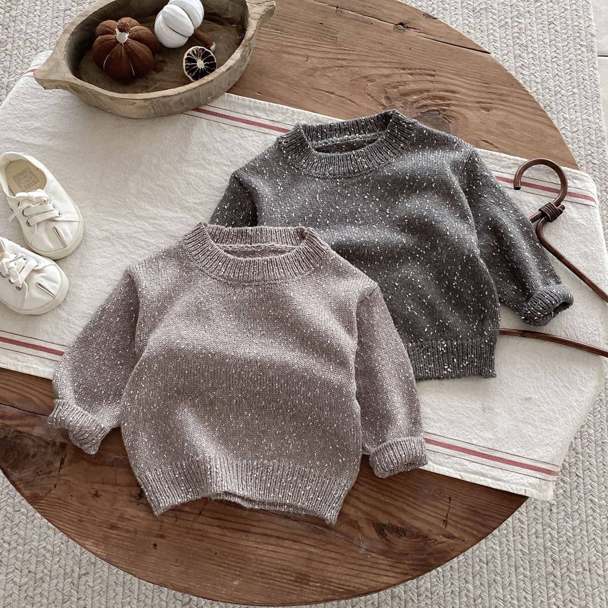 ニット・セーター 長袖セーター ニット プルオーバー ネップヤーン ゆったり シンプル ベーシック【mh0011382】