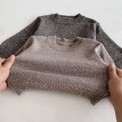 ニット・セーター 長袖セーター ニット プルオーバー ネップヤーン ゆったり シンプル ベーシック【mh0011382】