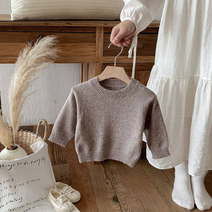 ニット・セーター 長袖セーター ニット プルオーバー ネップヤーン ゆったり シンプル ベーシック【mh0011382】