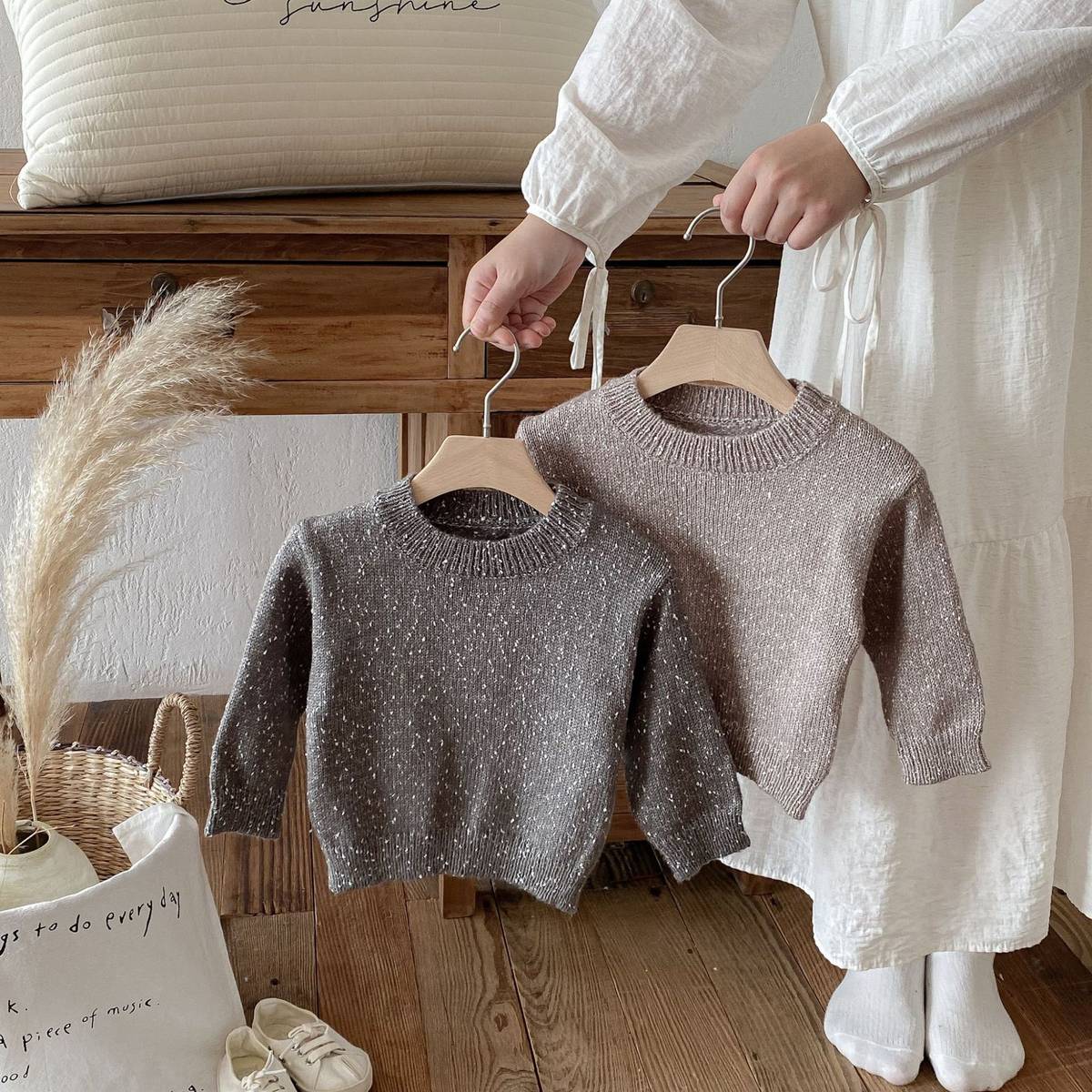 ニット・セーター 長袖セーター ニット プルオーバー ネップヤーン ゆったり シンプル ベーシック【mh0011382】