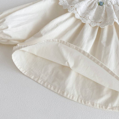 長袖シャツ・ブラウス 長袖ブラウス 綿素材 レースフリル ダブル襟 ギャザー ベルスリーブ風【mh0011392】