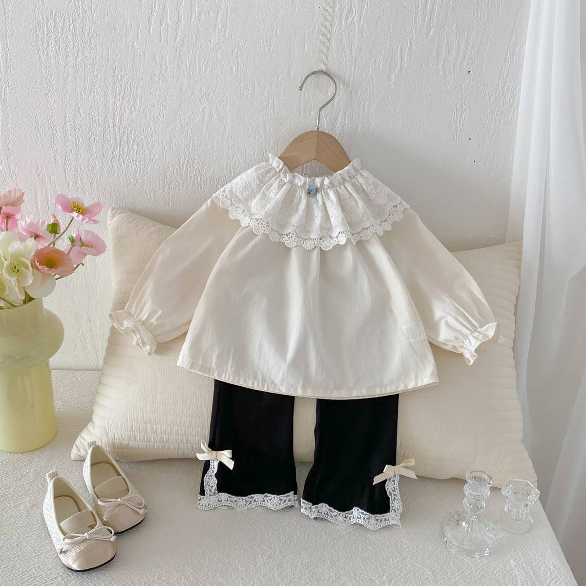 レギンスパンツ レギンスパンツ リブ生地 裾レースフリル スリットリボン フレア【mh0011393】