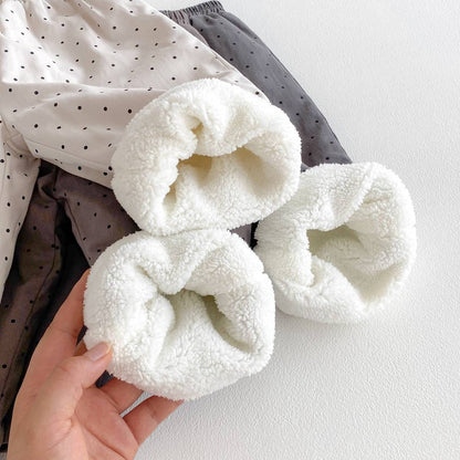 ロングパンツ・スウェットパンツ ロングパンツ 裏ボア ドット柄 プリント ゆったり ルーズシルエット あったか【mh0011395】