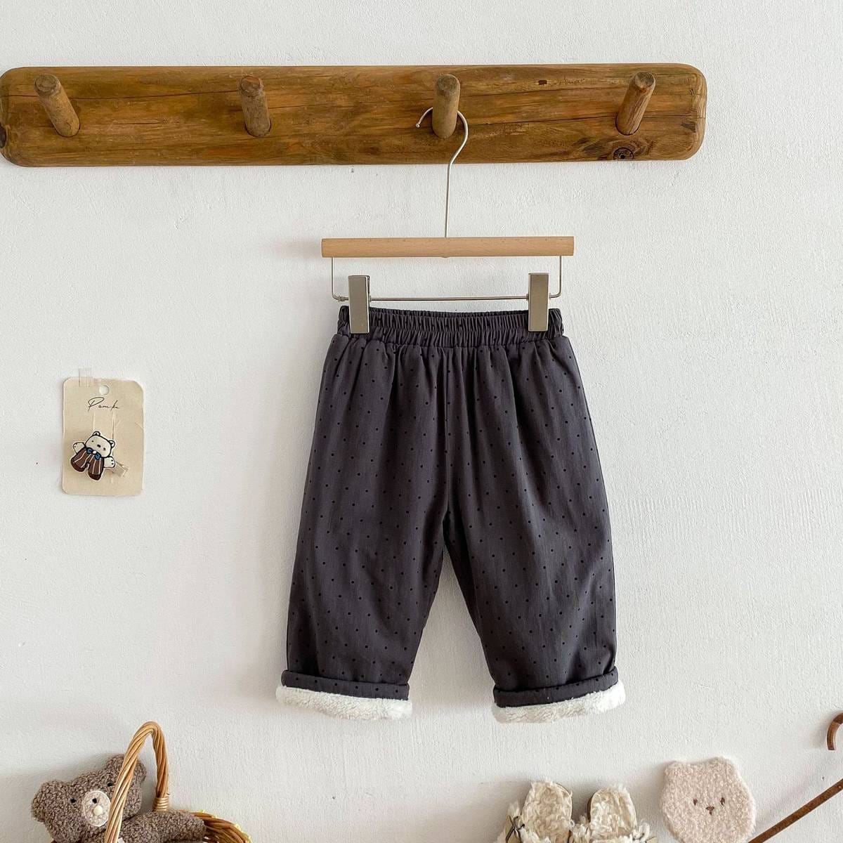 ロングパンツ・スウェットパンツ ロングパンツ 裏ボア ドット柄 プリント ゆったり ルーズシルエット あったか【mh0011395】