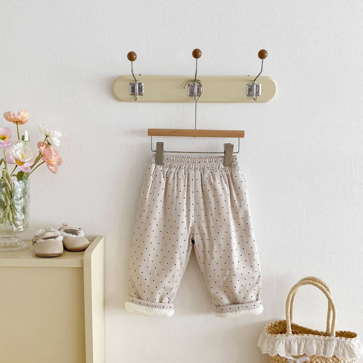 ロングパンツ・スウェットパンツ ロングパンツ 裏ボア ドット柄 プリント ゆったり ルーズシルエット あったか【mh0011395】