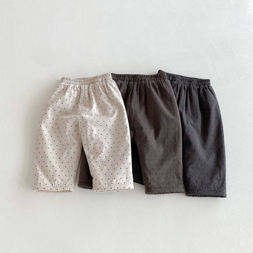 ロングパンツ・スウェットパンツ ロングパンツ 裏ボア ドット柄 プリント ゆったり ルーズシルエット あったか【mh0011395】