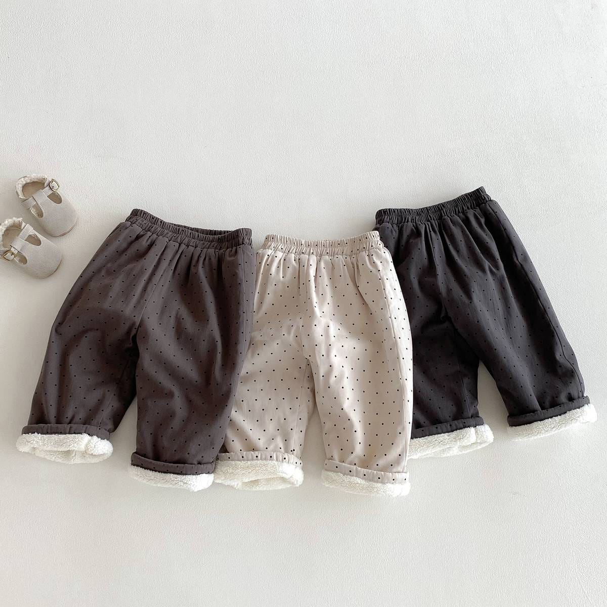 ロングパンツ・スウェットパンツ ロングパンツ 裏ボア ドット柄 プリント ゆったり ルーズシルエット あったか【mh0011395】