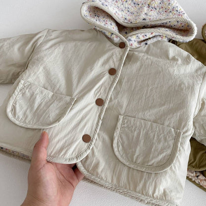 ショートコート・ジャケット・ジャンパー 中綿ジャケット リバーシブル ボア裏地 フード付き ゆったり あったか アウター【mh0011396】