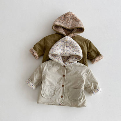 ショートコート・ジャケット・ジャンパー 中綿ジャケット リバーシブル ボア裏地 フード付き ゆったり あったか アウター【mh0011396】