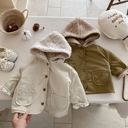 ショートコート・ジャケット・ジャンパー 中綿ジャケット リバーシブル ボア裏地 フード付き ゆったり あったか アウター【mh0011396】