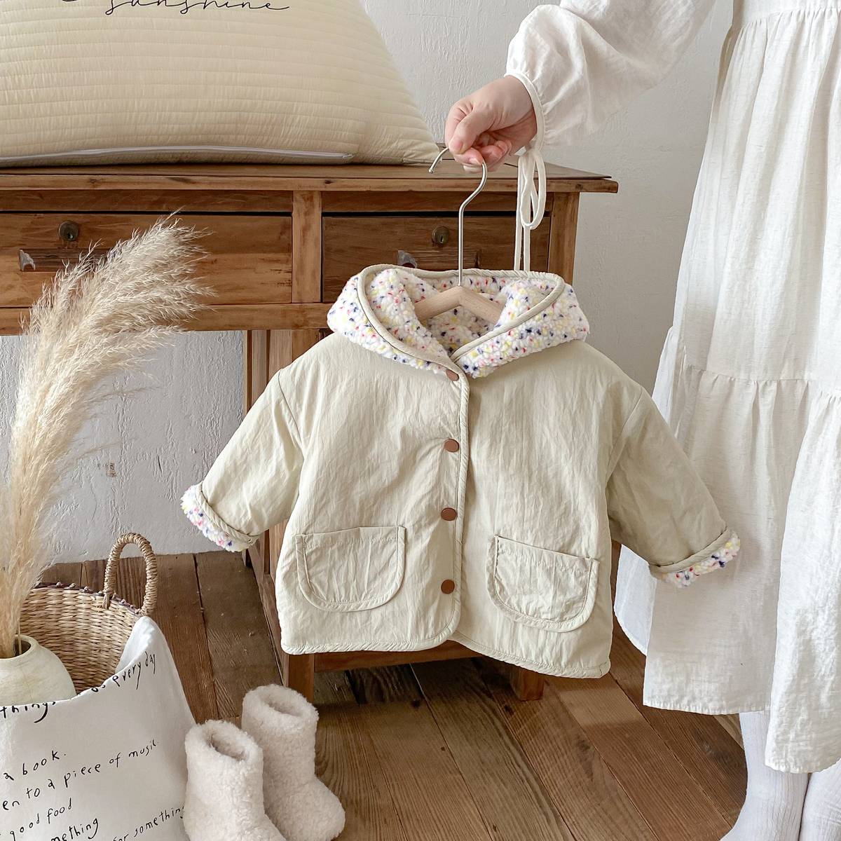 ショートコート・ジャケット・ジャンパー 中綿ジャケット リバーシブル ボア裏地 フード付き ゆったり あったか アウター【mh0011396】