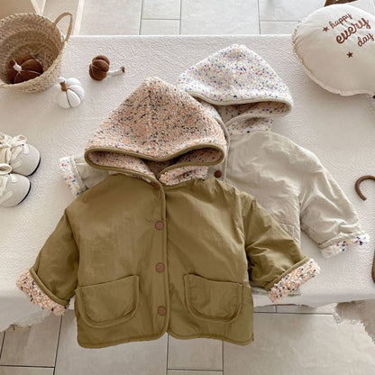 ショートコート・ジャケット・ジャンパー 中綿ジャケット リバーシブル ボア裏地 フード付き ゆったり あったか アウター【mh0011396】