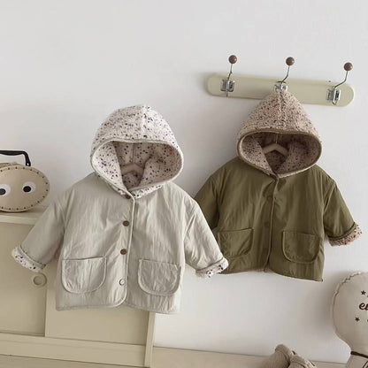 ショートコート・ジャケット・ジャンパー 中綿ジャケット リバーシブル ボア裏地 フード付き ゆったり あったか アウター【mh0011396】