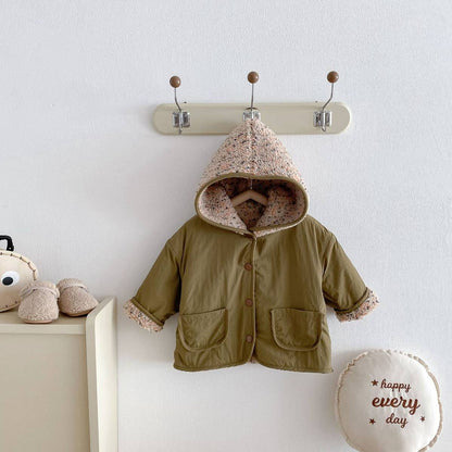 ショートコート・ジャケット・ジャンパー 中綿ジャケット リバーシブル ボア裏地 フード付き ゆったり あったか アウター【mh0011396】