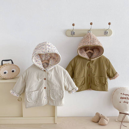 ショートコート・ジャケット・ジャンパー 中綿ジャケット リバーシブル ボア裏地 フード付き ゆったり あったか アウター【mh0011396】