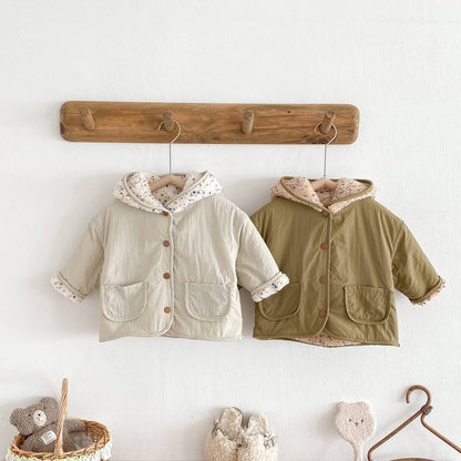 ショートコート・ジャケット・ジャンパー 中綿ジャケット リバーシブル ボア裏地 フード付き ゆったり あったか アウター【mh0011396】