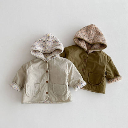 ショートコート・ジャケット・ジャンパー 中綿ジャケット リバーシブル ボア裏地 フード付き ゆったり あったか アウター【mh0011396】