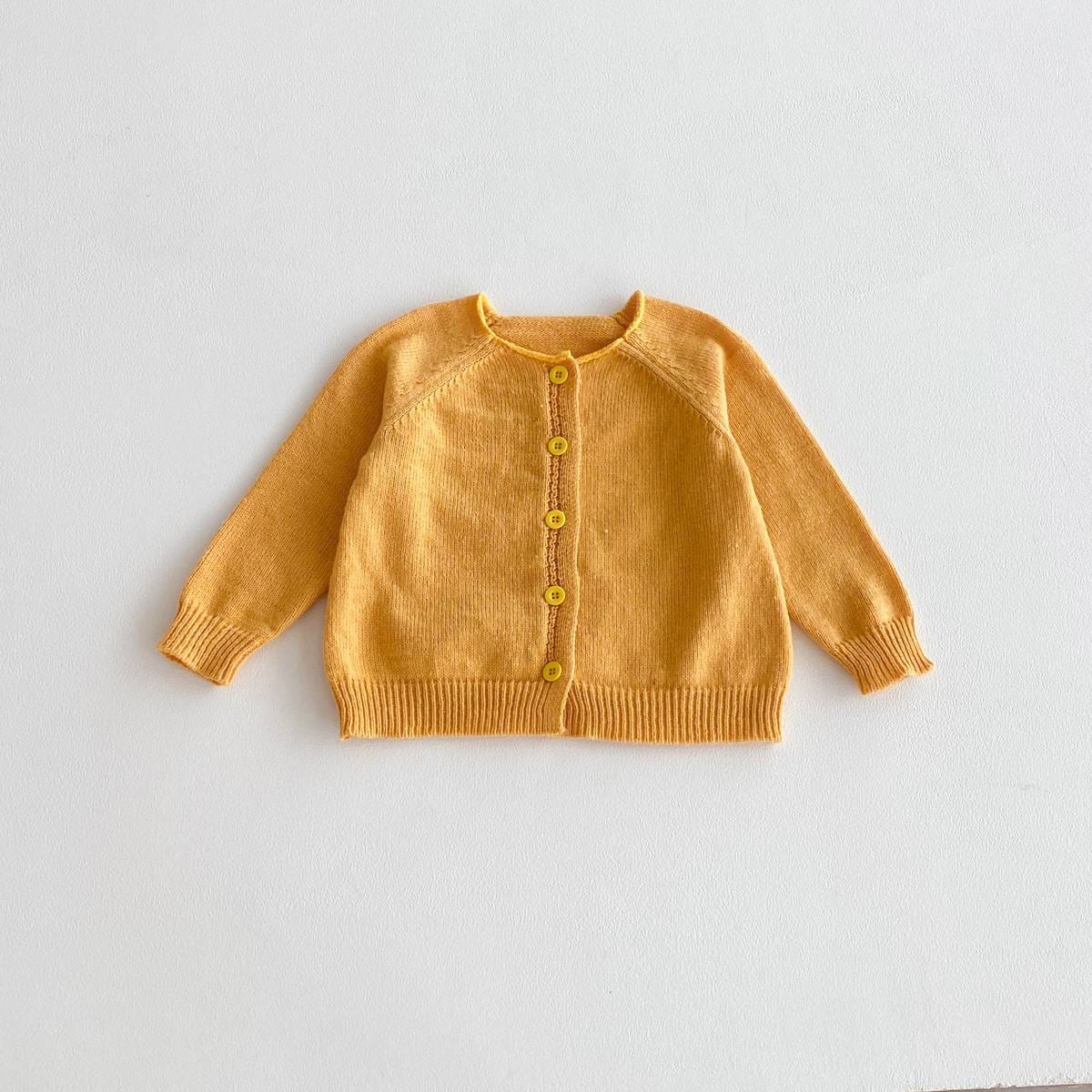 カーディガン・パーカー Mustard Yellow / 80cm 長袖ニットカーディガン 無地 シンプル デイリーベーシック 【mh0011391】