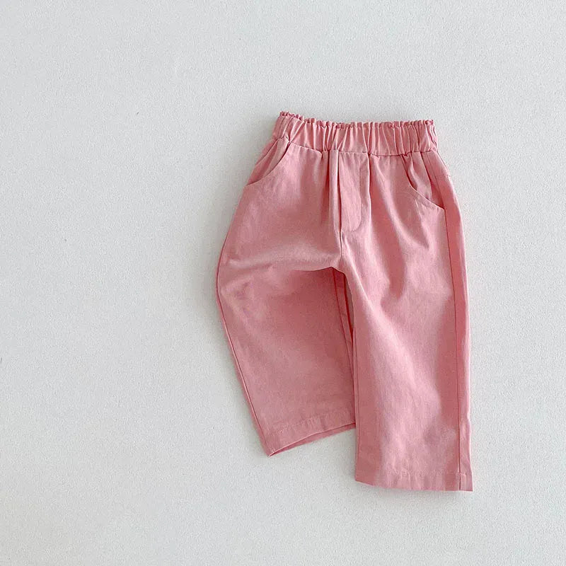 ロングパンツ・スウェットパンツ Pink / 12M 80cm キッズパンツ シンプルベーシック ストレートロングパンツ 2カラー【mh0006139】
