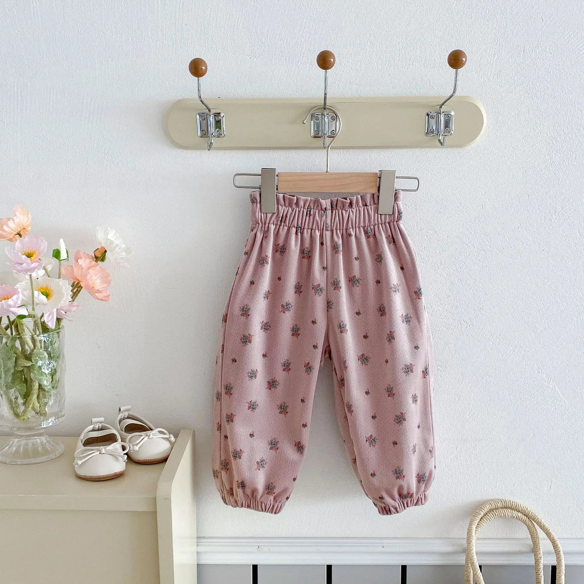 ロングパンツ・スウェットパンツ Pink / 80cm 12M キッズパンツ カラフル水玉/フラワープリントロングルーズパンツ【mh0008835】