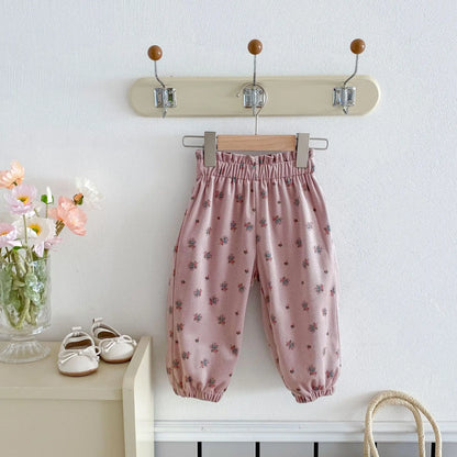 ロングパンツ・スウェットパンツ Pink / 80cm 12M キッズパンツ カラフル水玉/フラワープリントロングルーズパンツ【mh0008835】