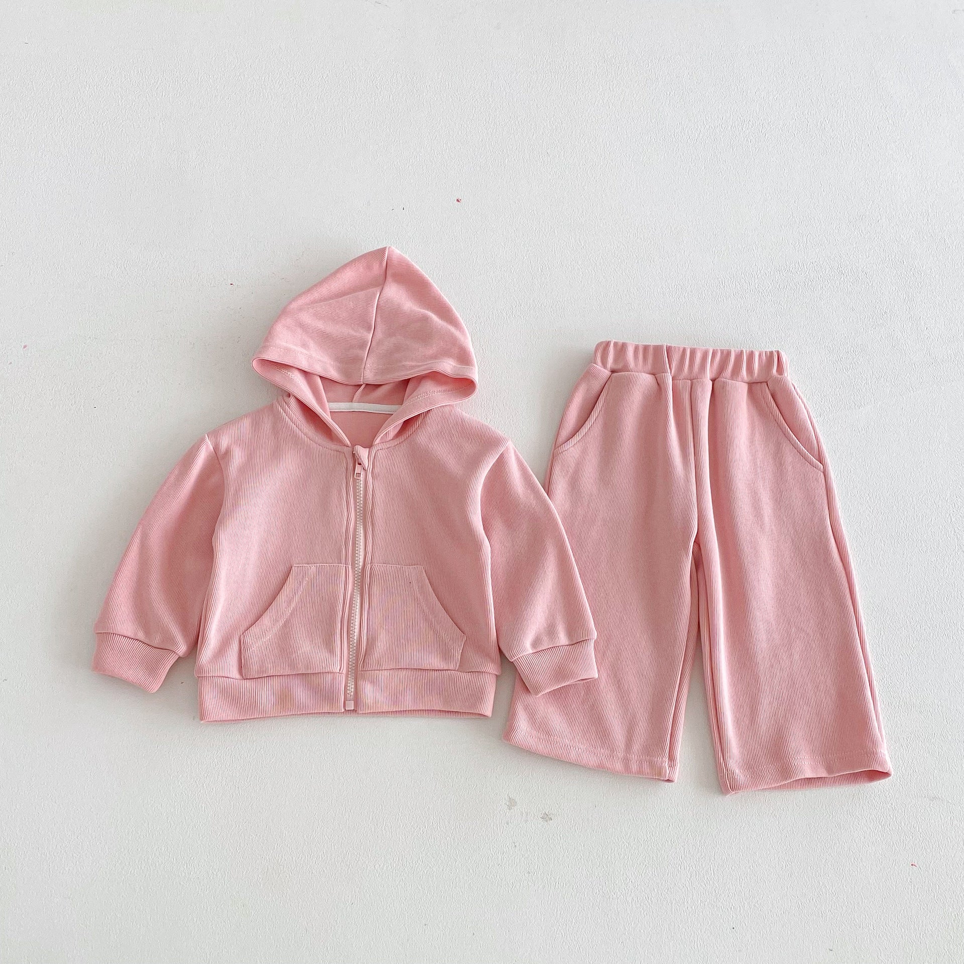 長袖セットアップ Pink / 80cm Hooded Cardigan Sweatshirt Set フーディー スウェット セットアップ【mh0011958】