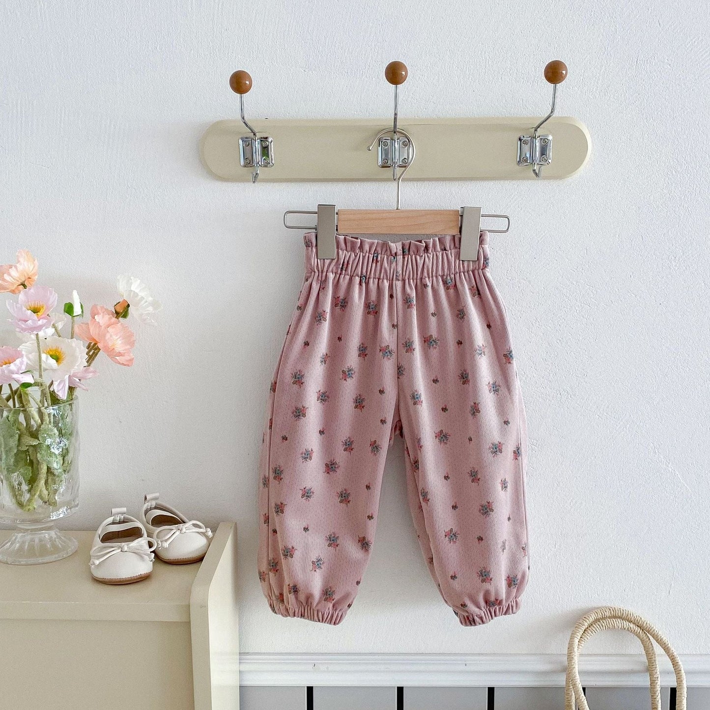 ロングパンツ・スウェットパンツ Pink / 80cm カラフルポルカドット/フラワープリントイージーハーレムパンツ【mh0009235】