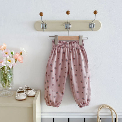 ロングパンツ・スウェットパンツ Pink / 80cm カラフルポルカドット/フラワープリントイージーハーレムパンツ【mh0009235】
