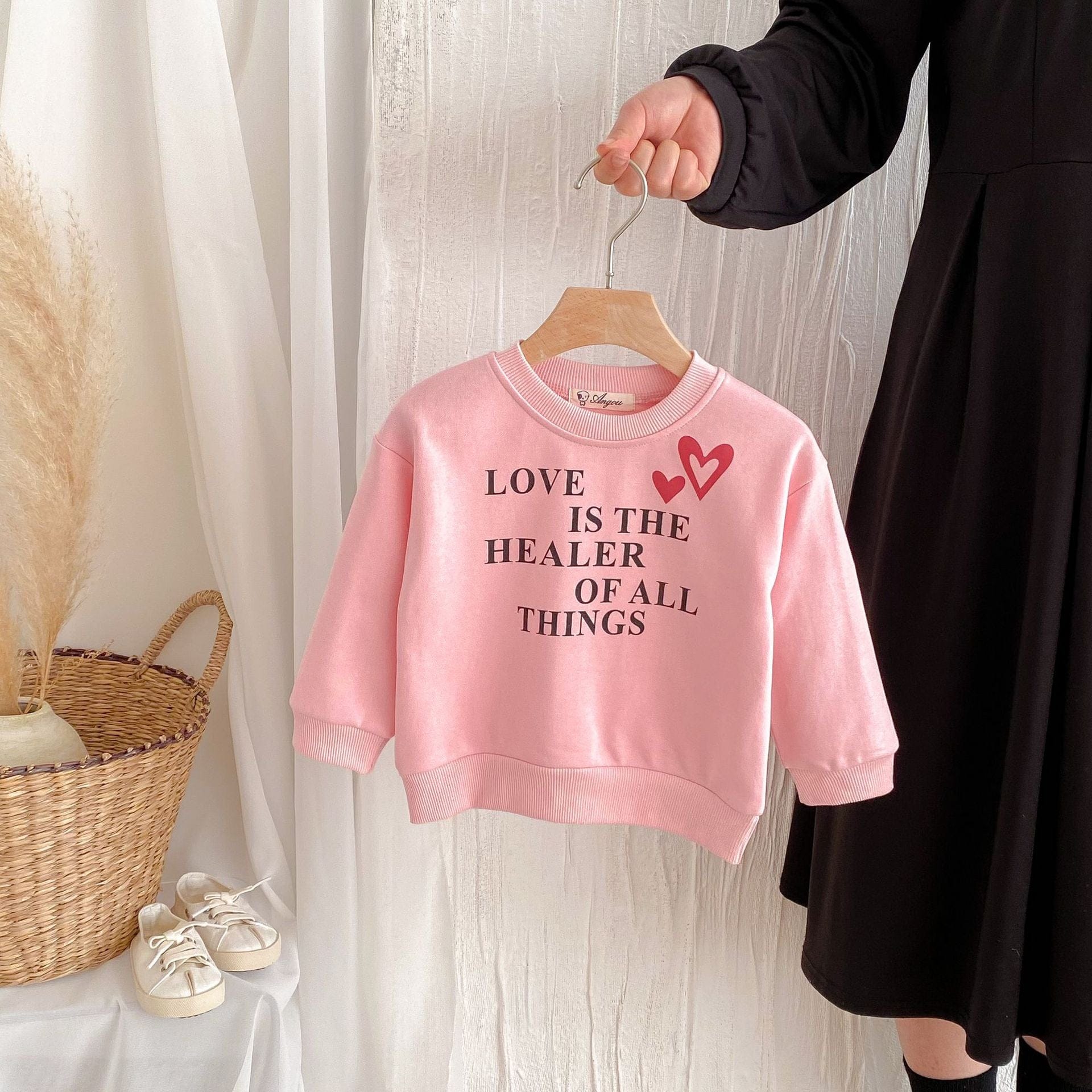 トレーナー・フーディ Pink / 80cm ハートロゴプリント長袖スウェットシャツ【mh0009263】