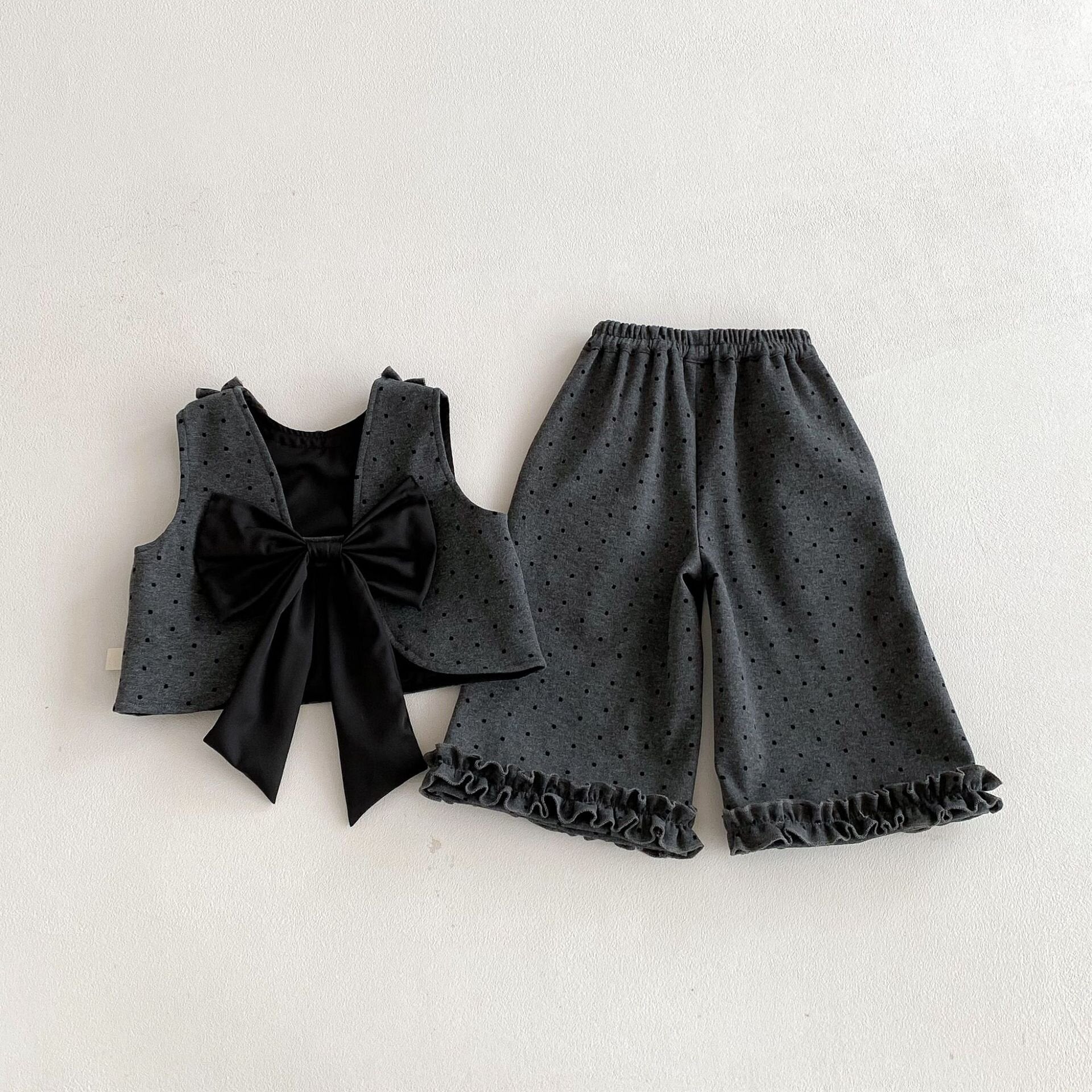 ノースリーブセットアップ Polka Dot Cotton Three-Piece Set ドット柄 セットアップ【mh0012088】