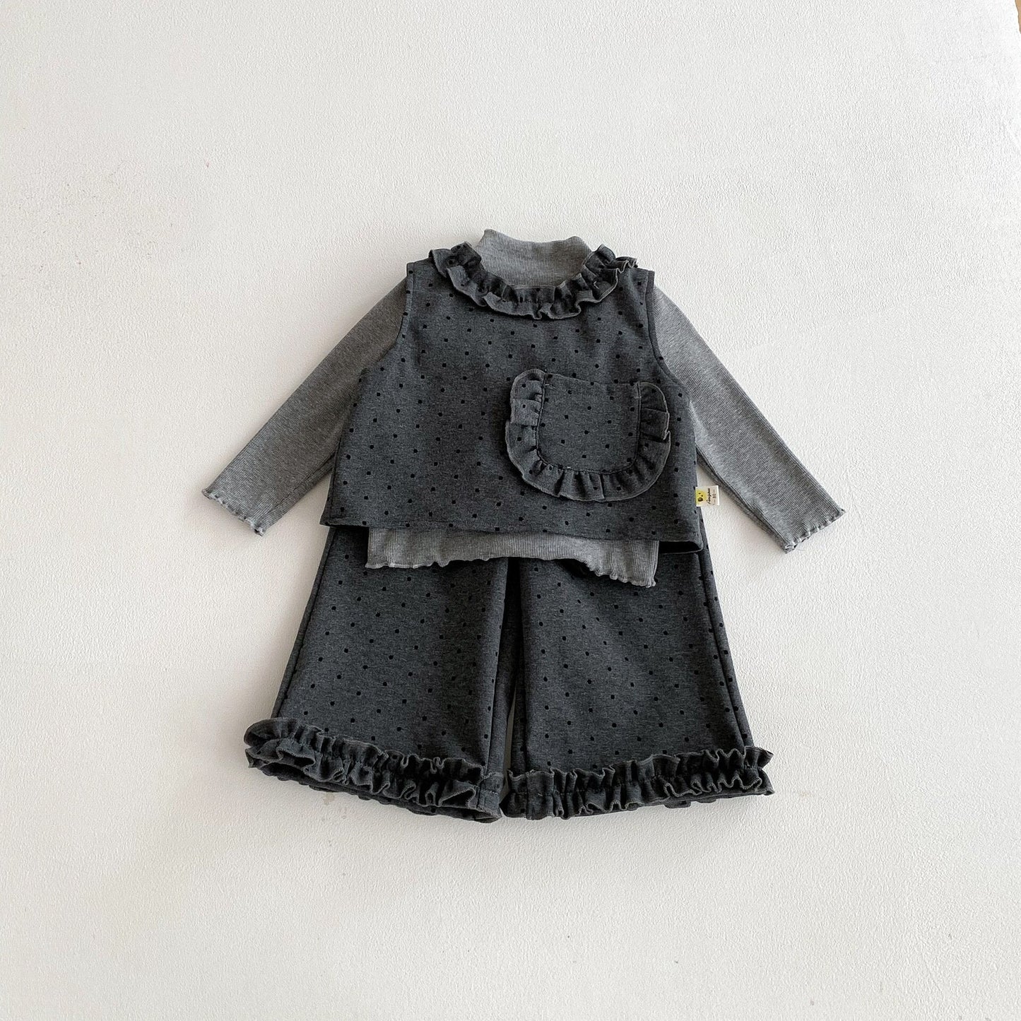 ノースリーブセットアップ Polka Dot Cotton Three-Piece Set ドット柄 セットアップ【mh0012088】