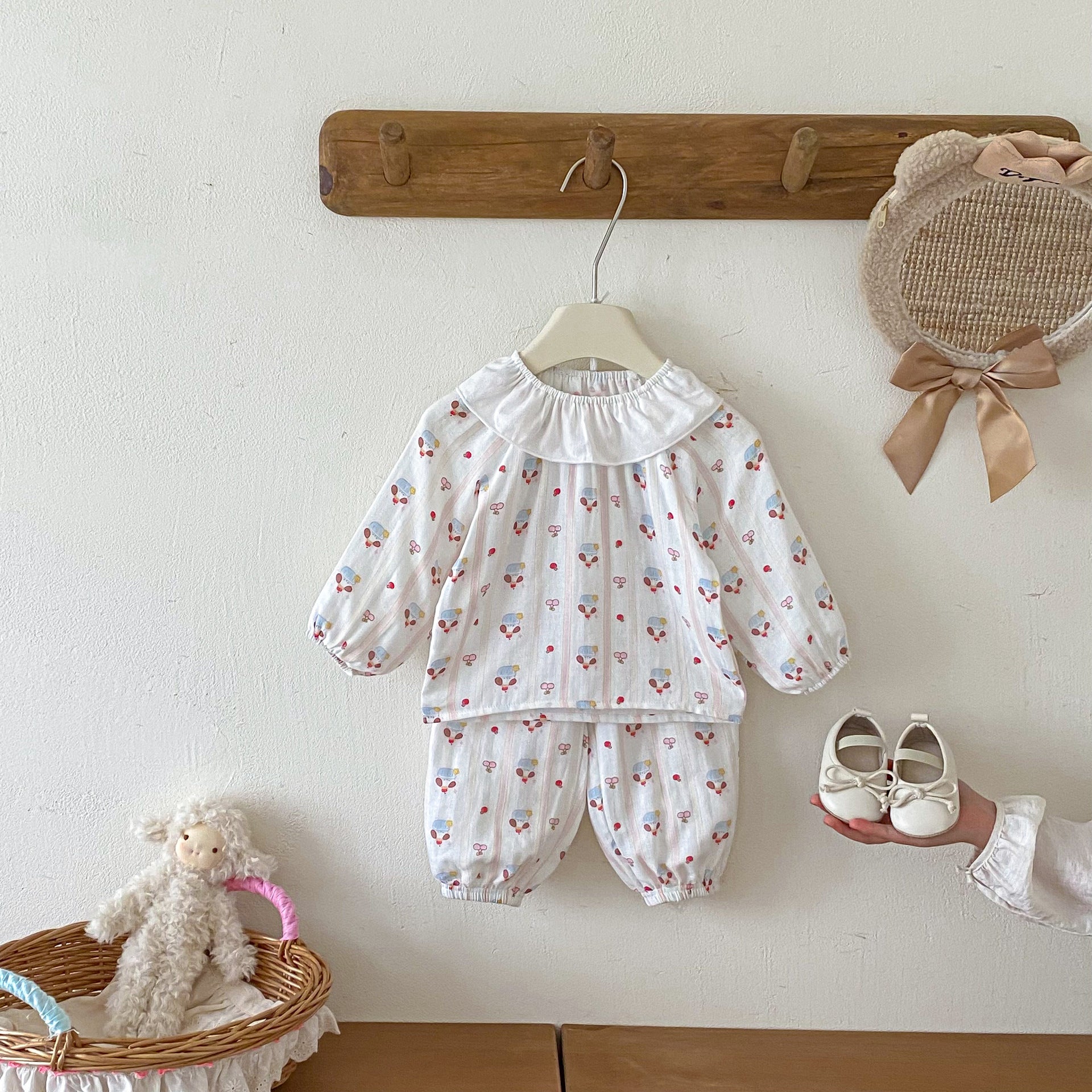 長袖パジャマ Princess Lapel Long Sleeve Pajamas プリンセス 襟付き パジャマ セット【mh0011959】