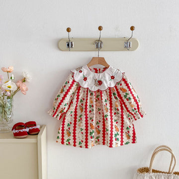 長袖ワンピース Rabbit Embroidered Long Sleeve Dress ウサギ刺繍 長袖 ワンピース【mh0011956】