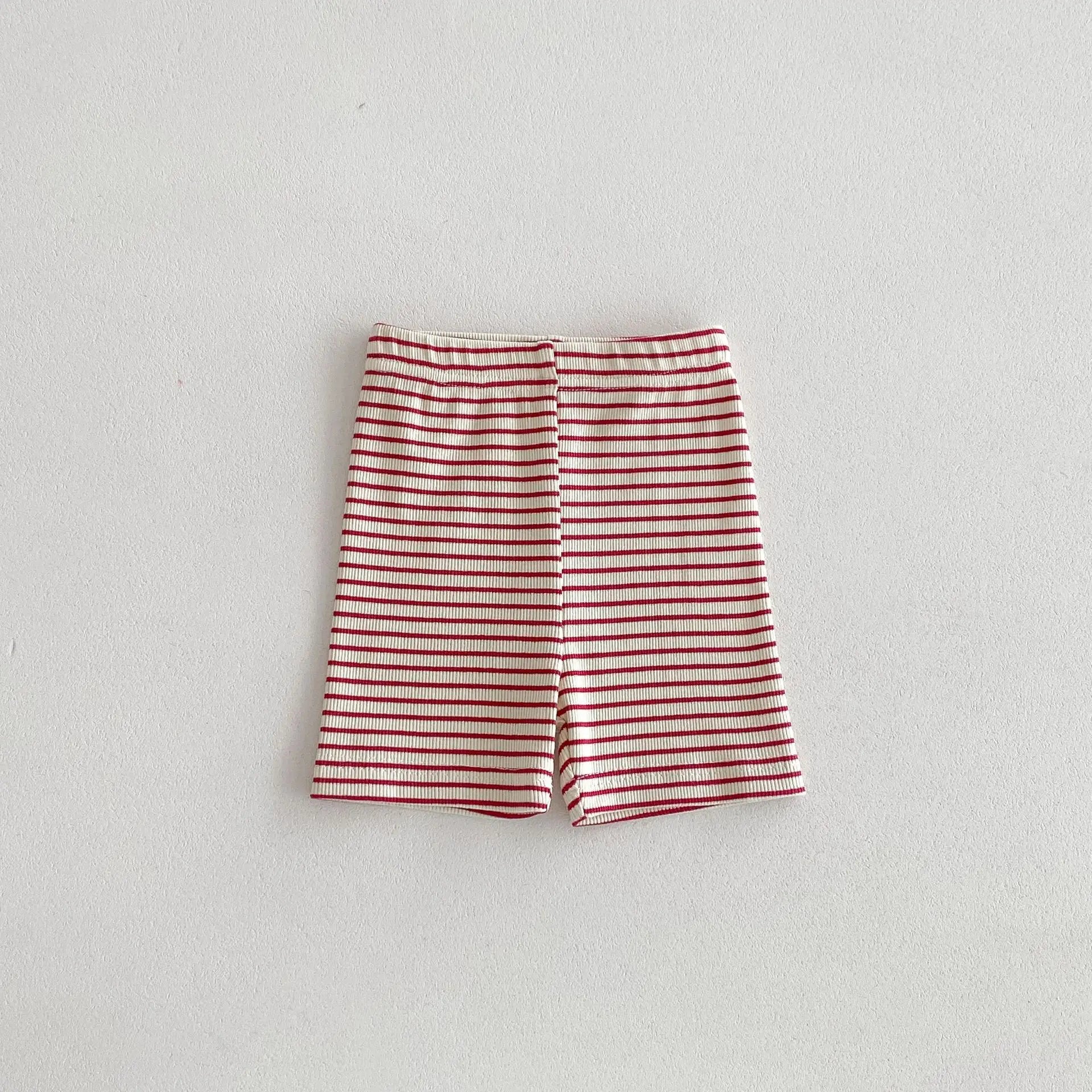 レギンスパンツ red striped / 12M  80CM キッズレギンスパンツ ショートレギンス 薄手 無地/ボーダー 6カラー【mh0005582】