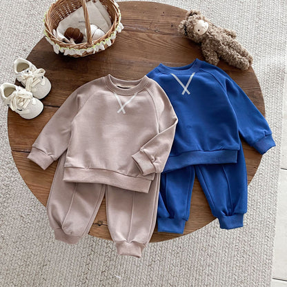 長袖セットアップ Simple Casual Sweatshirt Set シンプル スウェット セットアップ【mh0011957】