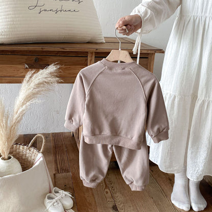 長袖セットアップ Simple Casual Sweatshirt Set シンプル スウェット セットアップ【mh0011957】