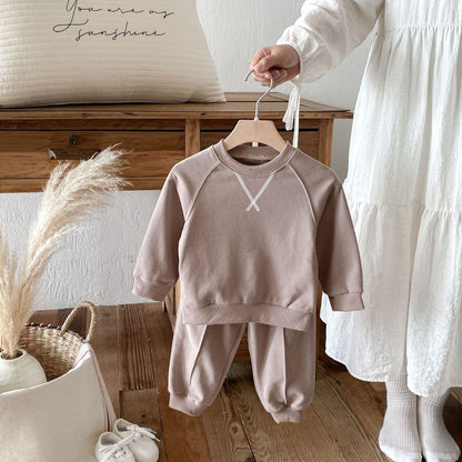 長袖セットアップ Simple Casual Sweatshirt Set シンプル スウェット セットアップ【mh0011957】