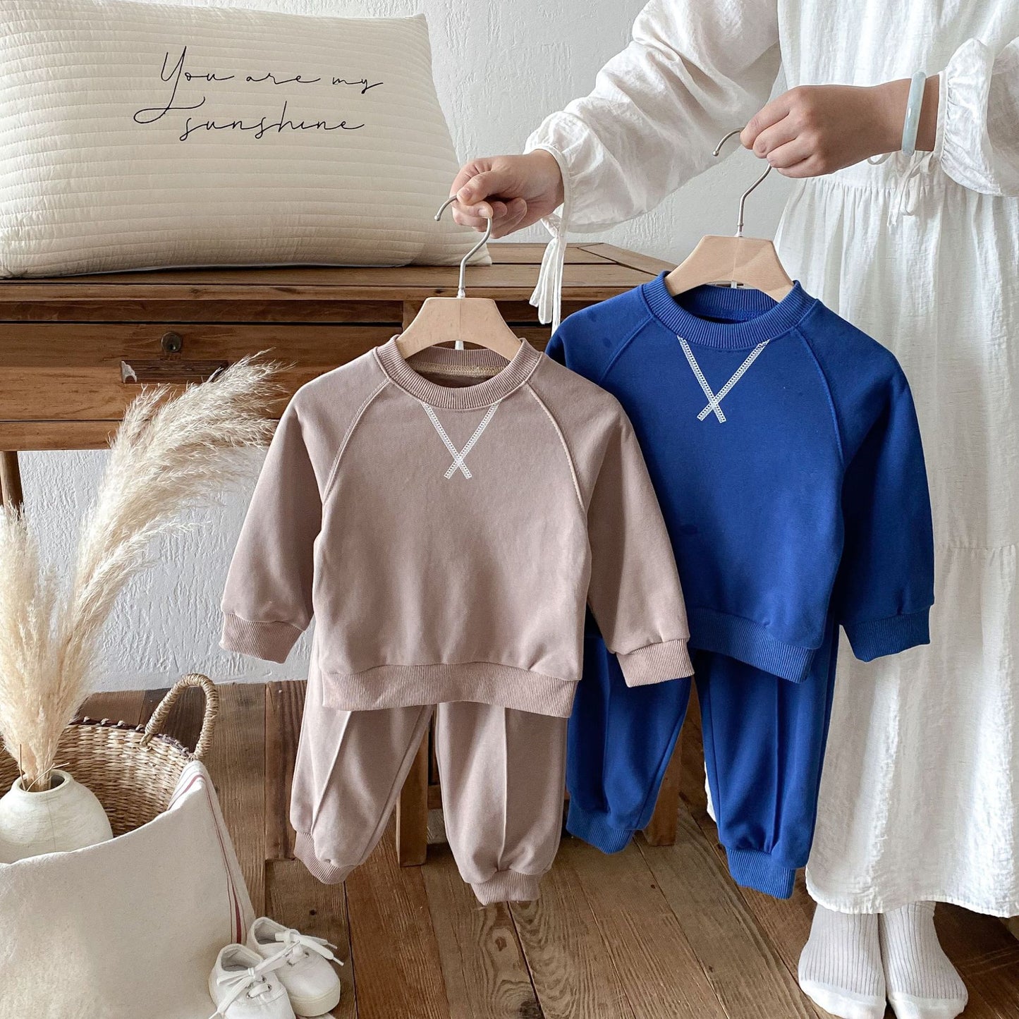 長袖セットアップ Simple Casual Sweatshirt Set シンプル スウェット セットアップ【mh0011957】