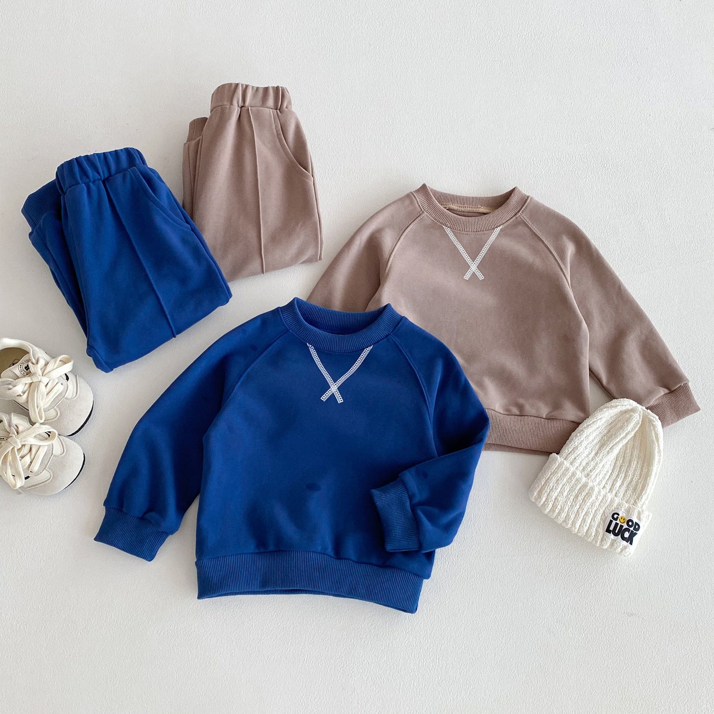 長袖セットアップ Simple Casual Sweatshirt Set シンプル スウェット セットアップ【mh0011957】