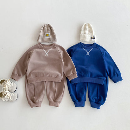 長袖セットアップ Simple Casual Sweatshirt Set シンプル スウェット セットアップ【mh0011957】